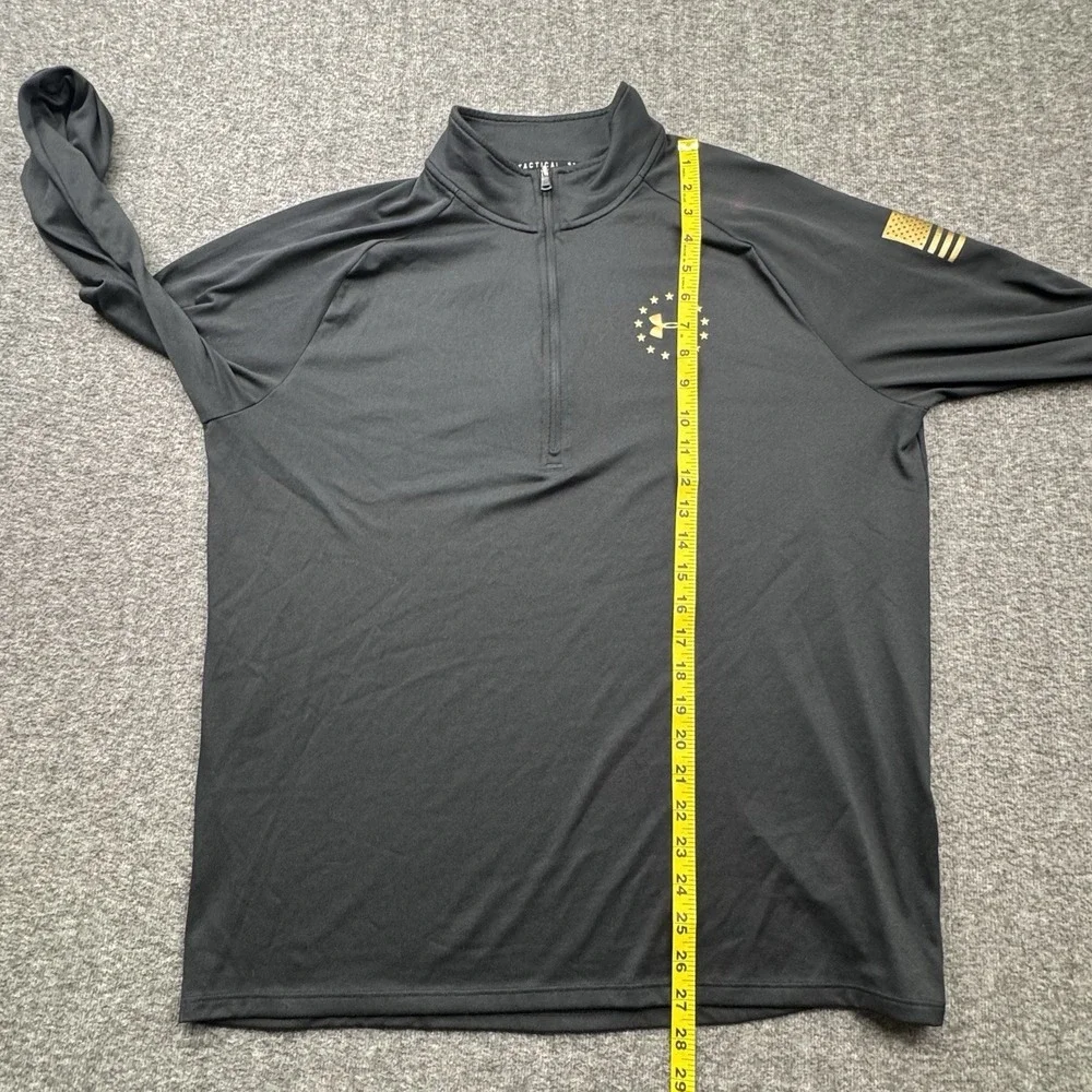 Under Armour Tactical Pullover Mens‎ Large Black 1/4 Zip HeatGear Flag Stars USA